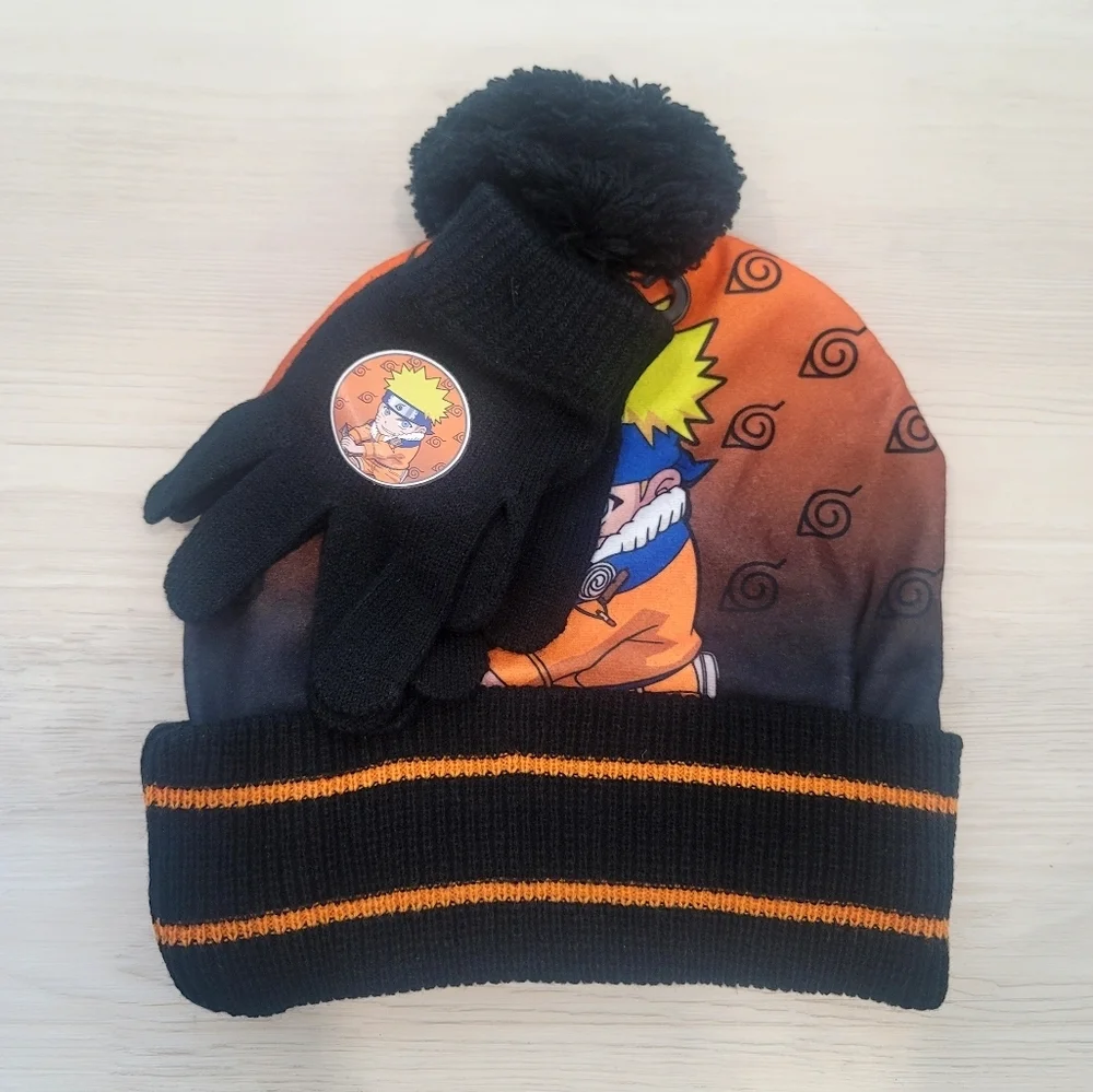 NEW NARUTO Set of 3 winter items 2 beanies and one pair of gloves yo